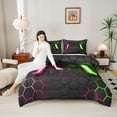 thumbnail image 4 of Castle Fairy 3-Piece Queen Size Comforter Set - Game Controller Hexagon Gamer Print, 4 of 8