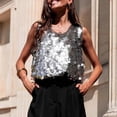 thumbnail image 2 of Laqbezok Women's Large Sequin Tank Top, Sparkly Sleeveless Scoop Neck Paillette Blouse, Sexy Beach Party Outfit, 2 of 9