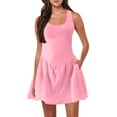 thumbnail image 4 of Women's Summer Athletic Tennis Dress with Built in Shorts Square Neck Workout Exercise Active Golf Dresses with Pockets, 4 of 9