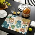 thumbnail image 3 of Beige Pioneer Flower and Leaf Pattern Summer Placemats Table Placemats Set Of 6-Linen Kitchen Washable Placemats Table Mats 11.8"x17.7"Non-Slip Heat Resistant, 3 of 5