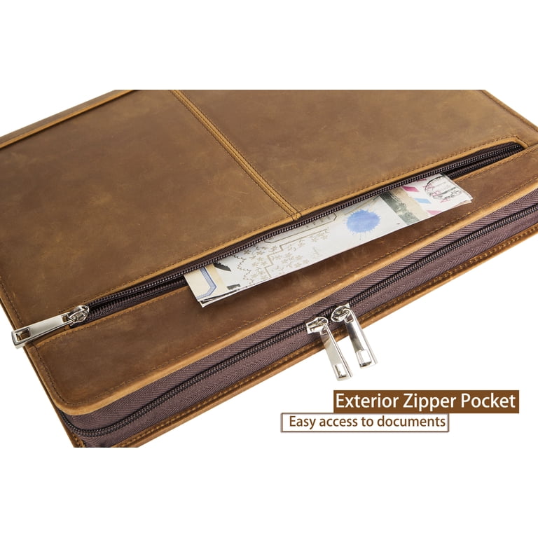 Genuine Leather Padfolio For IPad 9.7" - Business Portfolio With Zipper, Vintage Style, Handmade