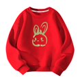 thumbnail image 2 of Cute Sweatshirts for Boys Girls Animal Bunny Print Cotton Round Neck Easter Tops Unisex Child Fall Winter Clothing (3-4 Years, Red), 2 of 4