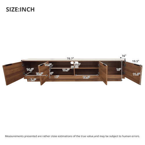 78-Inch Modern TV Stand for TVs up to 85-Inch, Entertainment Center with Fluted Door, Cable Management, Soft-Closing Hinges, Natural Woodgrain Finish for Living Room