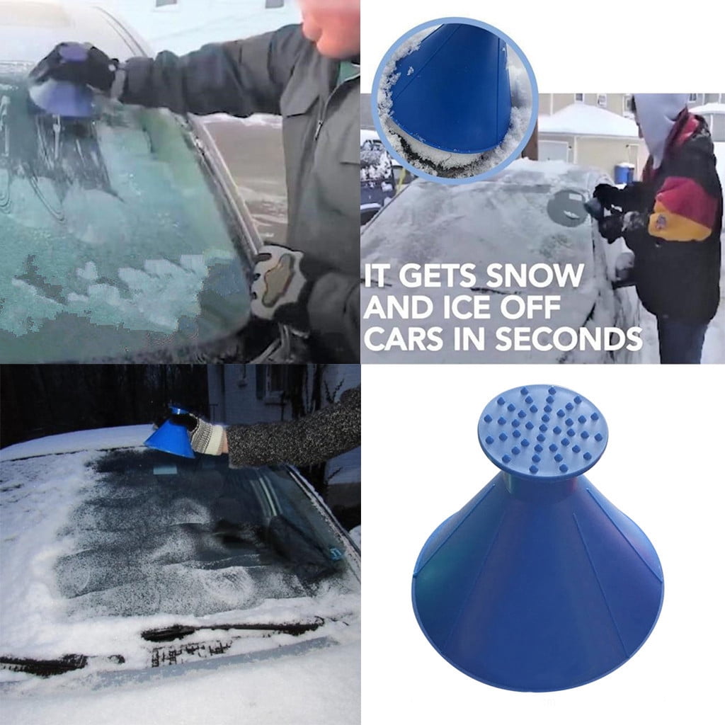 Scrape A Round Ice Scraper Magic Cone-Shaped Windshield Ice Scraper Car Snow Removal Shovel Tool Blue