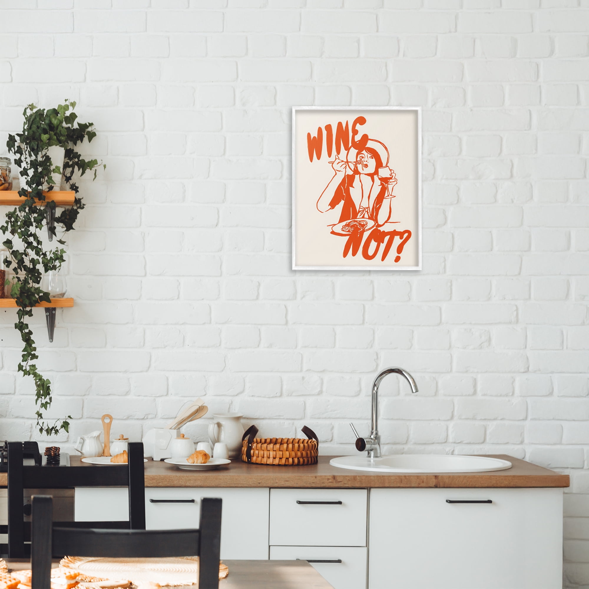 Stupell Industries Wine Not Retro Meal Time White Framed Giclee Art, design by The Prints Vibe