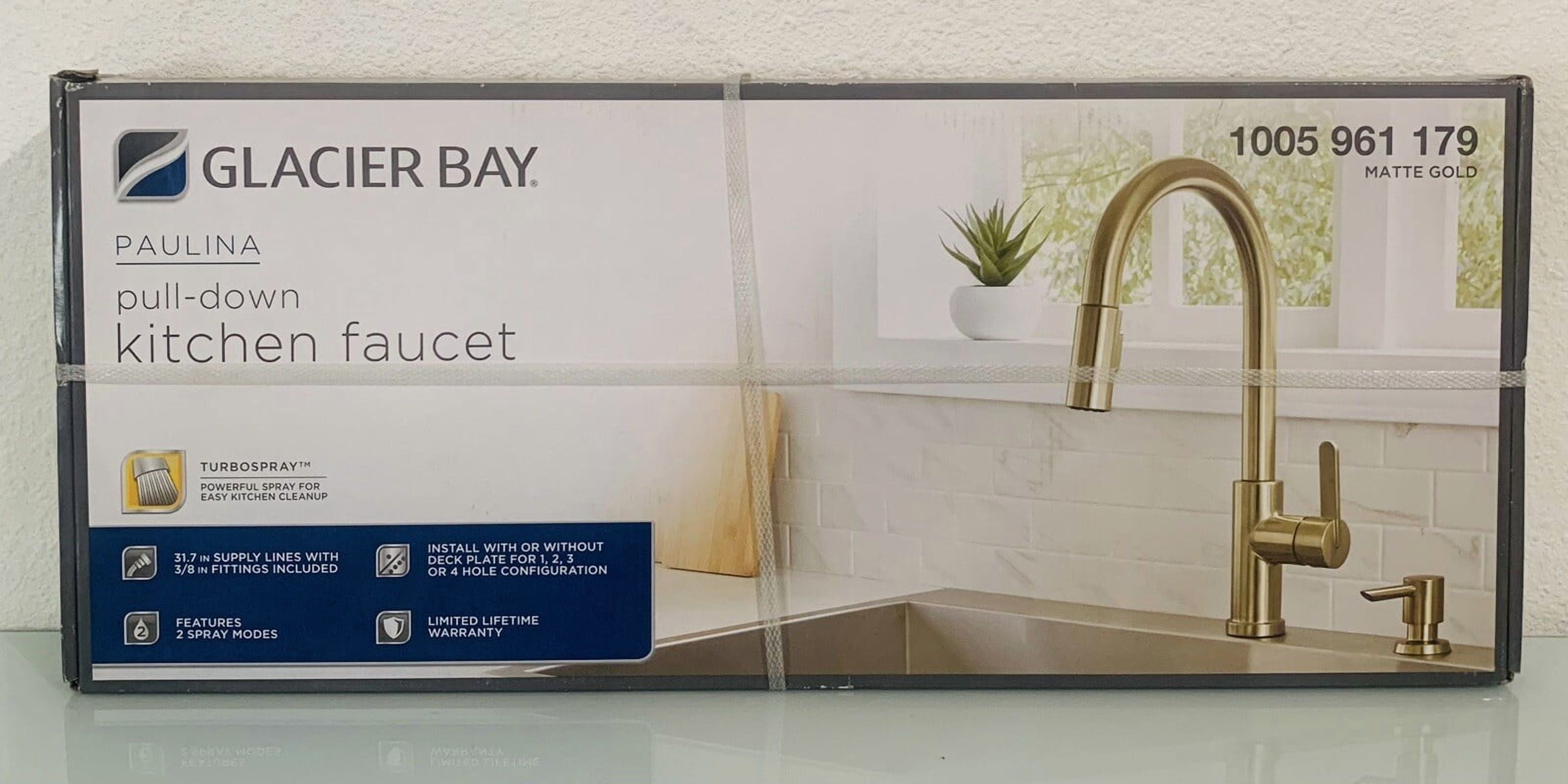 Glacier Bay Paulina Single Handle Pull Down Sprayer Kitchen Faucet Matte Gold
