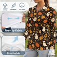 thumbnail image 6 of Xoenoiee Ghost Pumpkin Moon Daisy Spider Web Print Womens Polo Shirts Halloween Long Sleeve Golf Shirts V Neck Dressy Tops Collared Blouse Stretchy Golf Apparel Casual Fall Winter Clothing, Size XS, 6 of 7