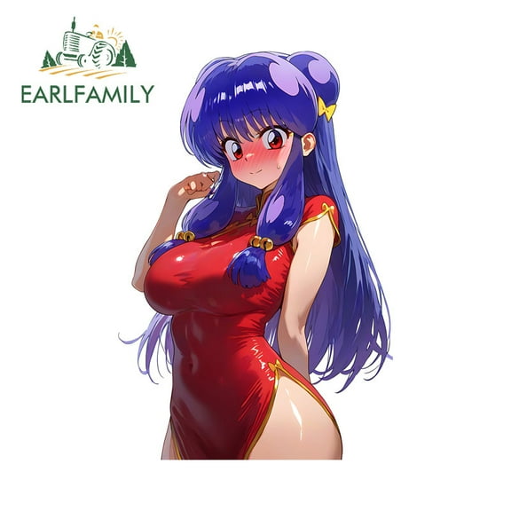 EARLFAMILY 5.1 Inch Ranma Cartoon Car Stickers Fashionable Occlusion Scratch Motorcycle Surfboard Vinyl Decal Personality Decor