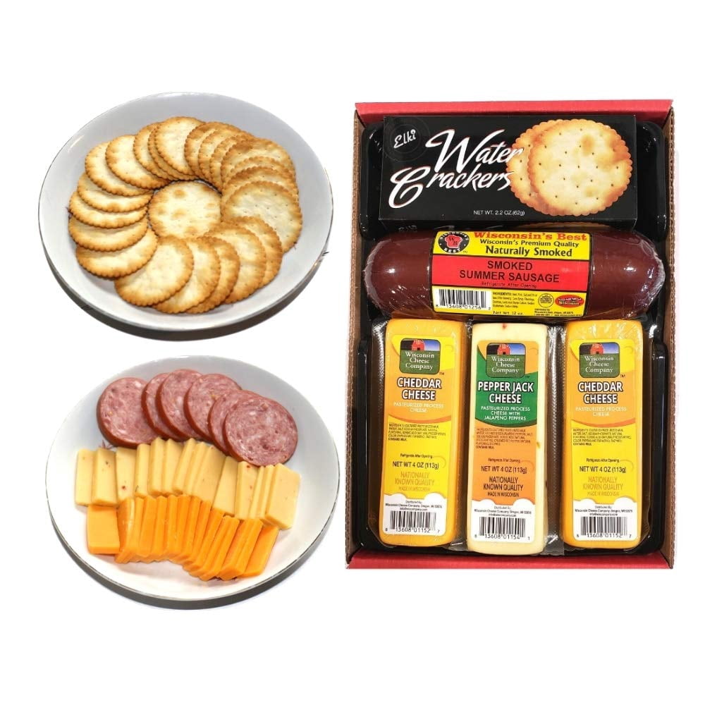 wisconsin's best cheese, sausage, and crackers gift basket