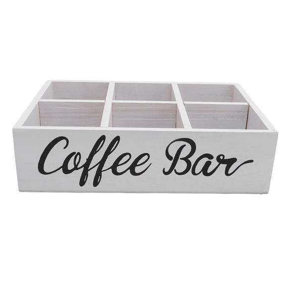 BIMZUC Premium Wooden Coffee Station Organizer – Durable Tea & Pod Storage Box with Divider for Countertop Farmhouse Style
