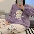 thumbnail image 6 of YIGSECU Women Winter Warm Sleepwear Set Cute Cartoon Pattern Fleece Pajamas Loungewear, 6 of 16