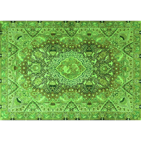 Ahgly Company Indoor Rectangle Persian Green Traditional Area Rugs, 5' x 7'