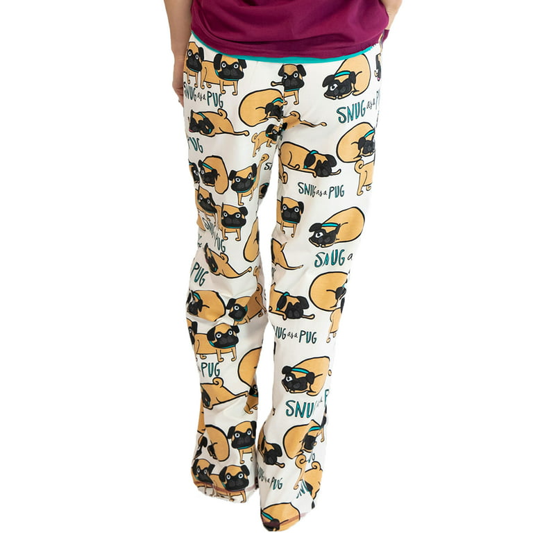 LazyOne Pajamas for Women, Cute Pajama Pants and Top Separates, Snug Pug,  X-large