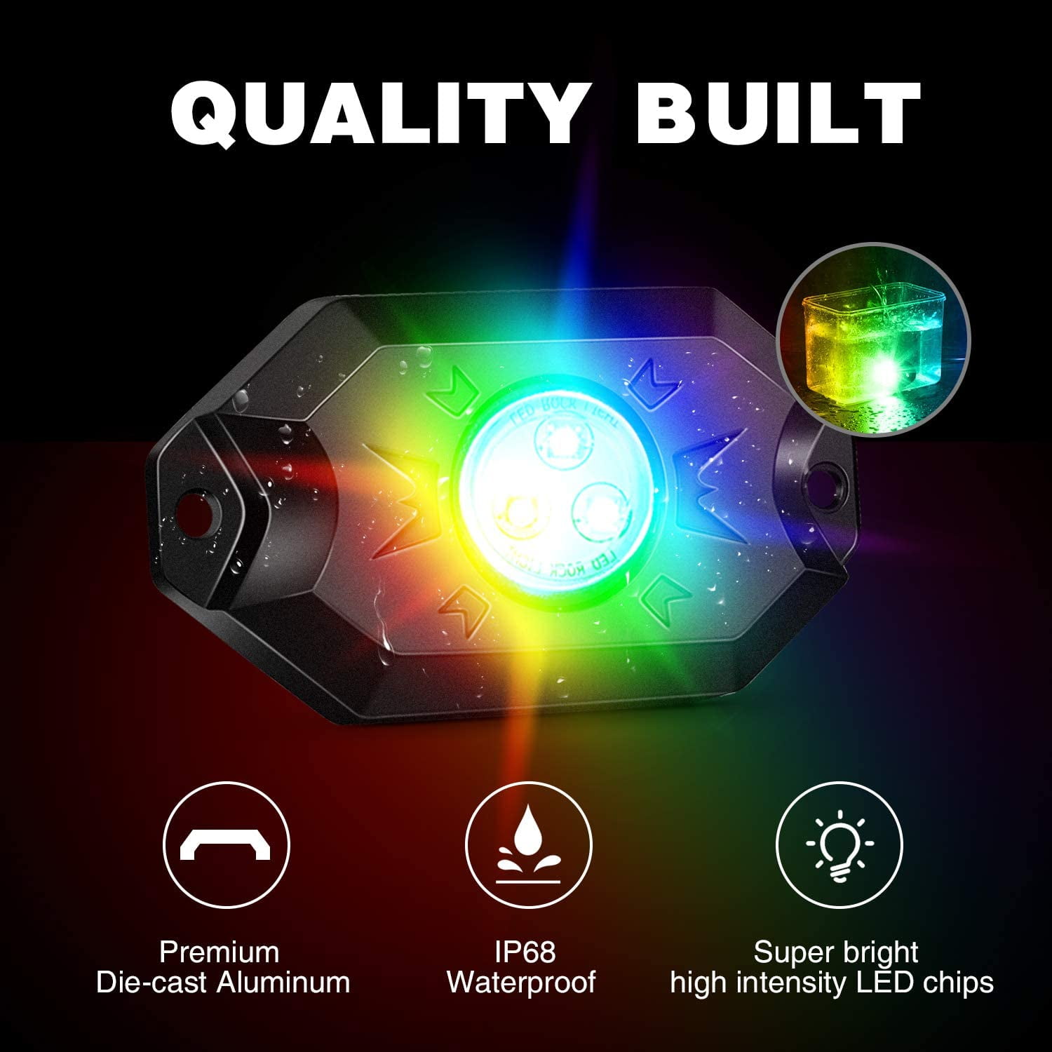 Nilight 8 Pods RGB LED Exterior Decorative Lights fits Light Truck