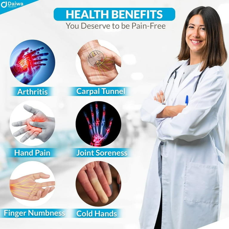 Free Shipping Daiwa Felicity Hand Massager Machine FSA HSA Eligible Rechargeable Compression Therapy Massage assists Carpal Tunnel and Arthritis Pain Relief 15 Minute Off Timer Walmart