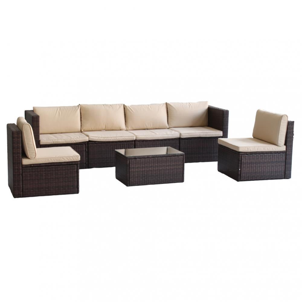 7PC Outdoor Patio Rattan Wicker Sofa Set Sectional Couch Furniture ...