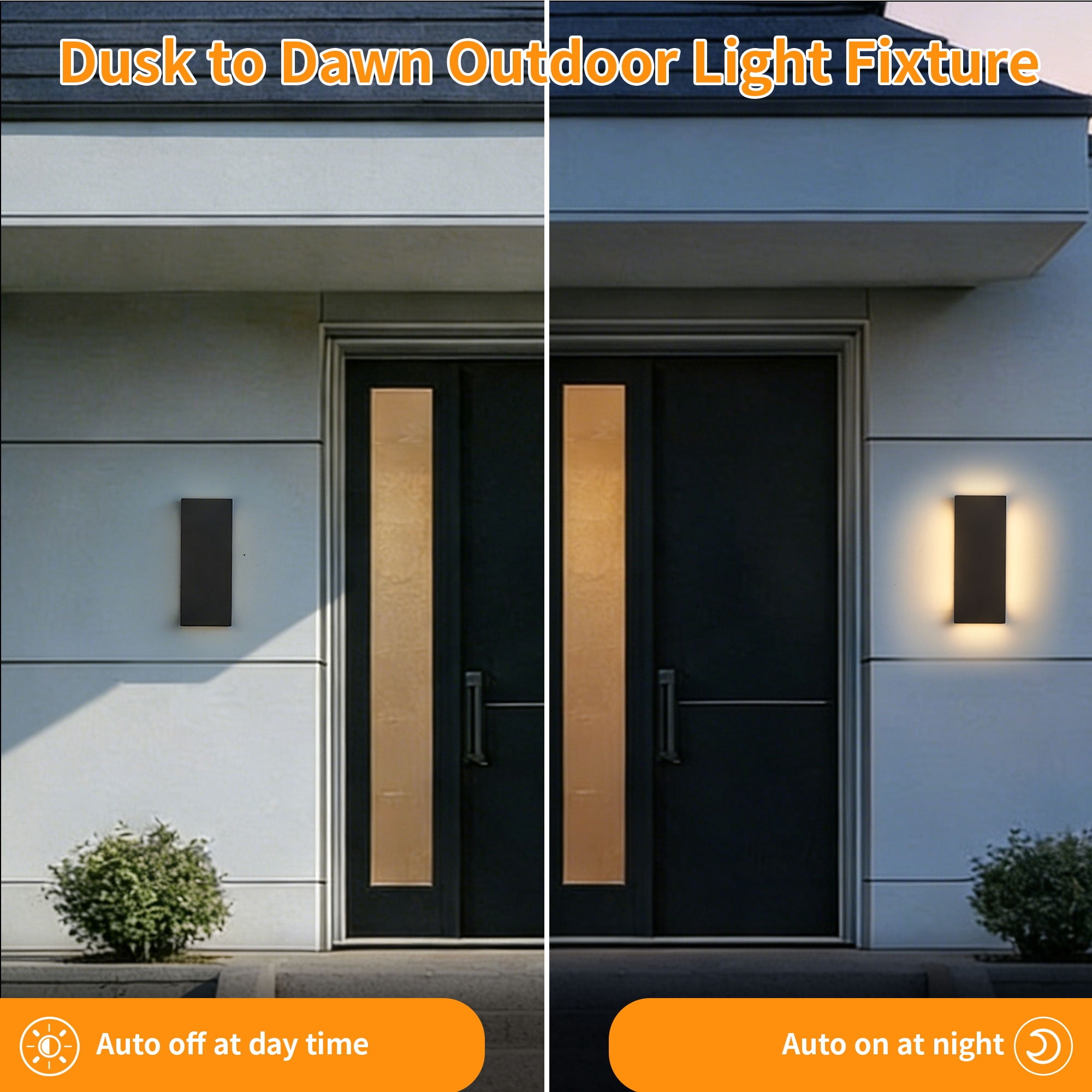 2-Pack Outdoor Wall Lights, LED Up and Down Lights Outdoor, Modern Wall Sconces Porch Light, Black Exterior Lighting Fixtures Wall Mount, Outside Lights for House Front Door Garage, 3000K