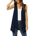 thumbnail image 5 of Uvplove Women's Summer Sleeveless Soft Knit Cardigan with Pockets High Low Drape Front Open Cardigan Blouse,Navy_Blue,S, 5 of 9