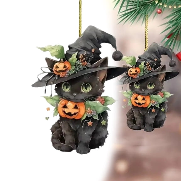 CoreLiving Halloween Ornaments Black Cat Halloween Decor Hanging Pendant for Halloween Tree Decorations Indoor Wall Window Rearview Mirror Festive Display