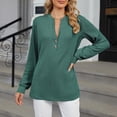 thumbnail image 4 of Jalioing Womens Ribbed Pullover Top Button V-Neck Tunic Shirt Fall Winter Long Sleeve Blouse, 4 of 9