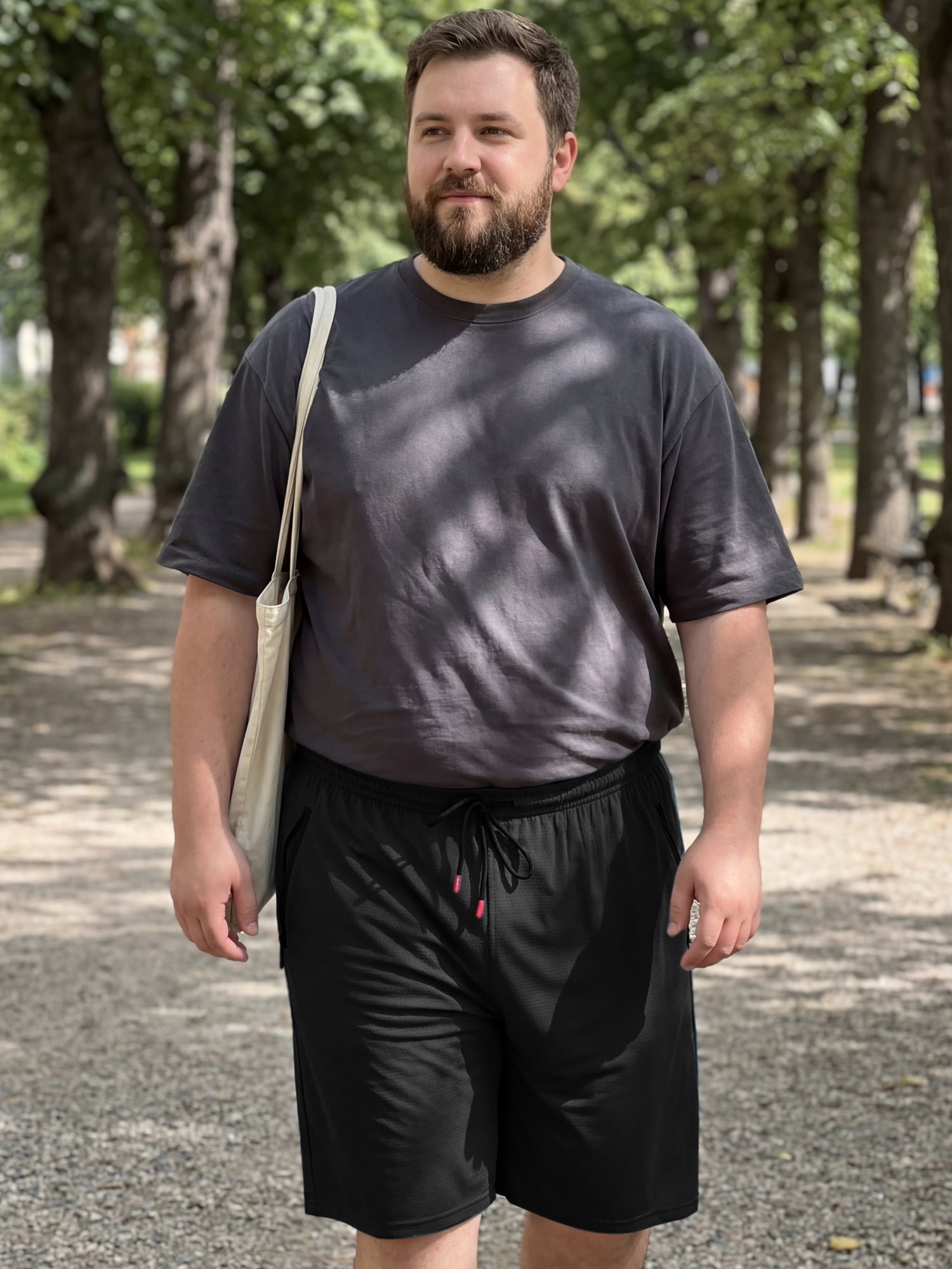 DARING DIVA Men's Big Tall Athletic Shorts with Zipper Pockets 3XL Black