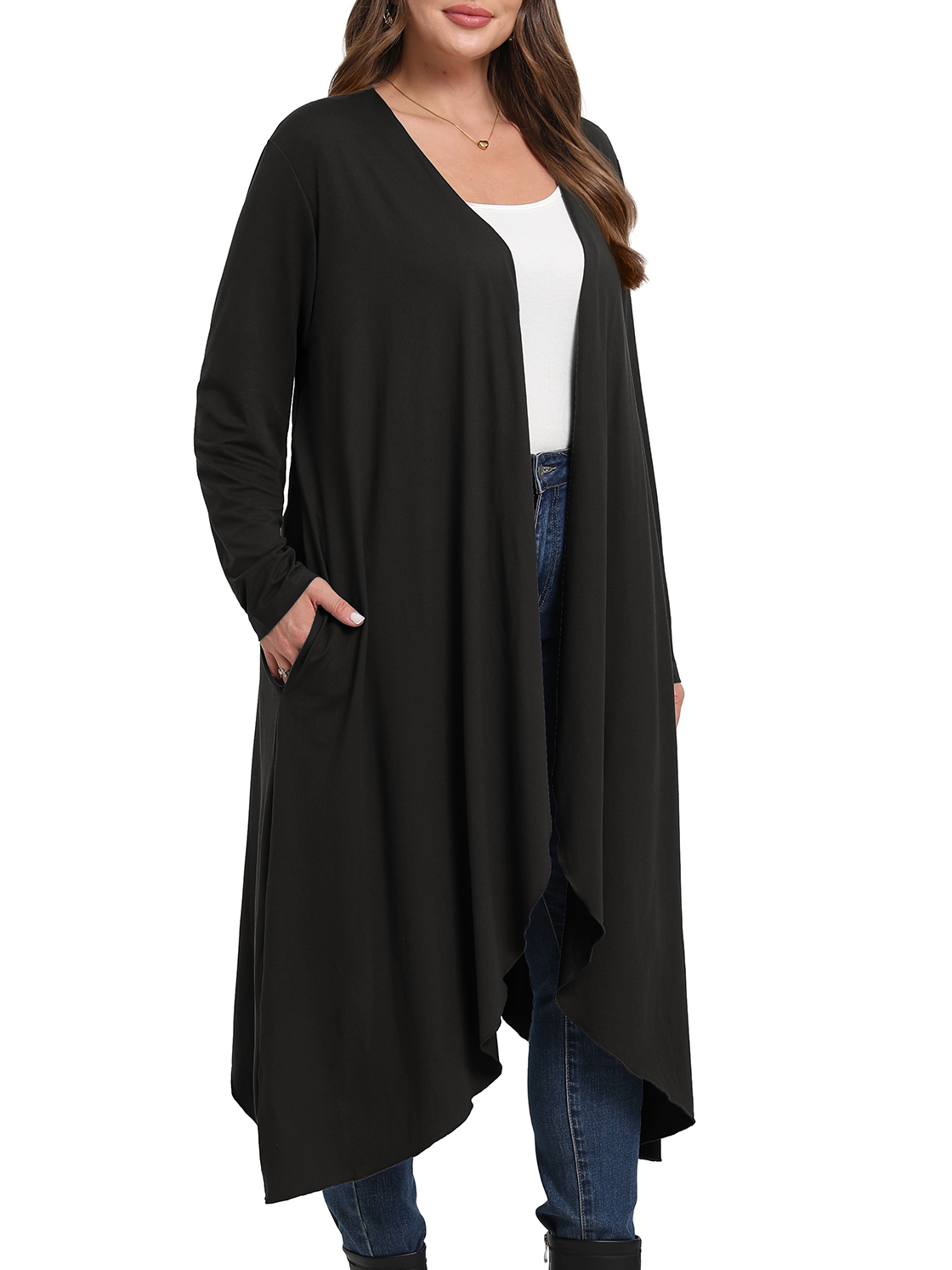 Cueply Women's Plus Size Lightweight Long Cardigan Sweater photo 5