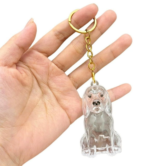Cute Dog Shape Pet Hair Storage Keychain, Transparent Capsule Container for Cat Dog Fur Memorial, Unique Pet Keepsake Charm for Collars, Backpacks & Keys - 5.43 Inch