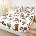 thumbnail image 3 of jejeloiu Rustic Farmhouse Horse Queen Sheet Sets,Green Cactus Cowboy Boots Bed Set For Men Women 4 Pieces, 3 of 7