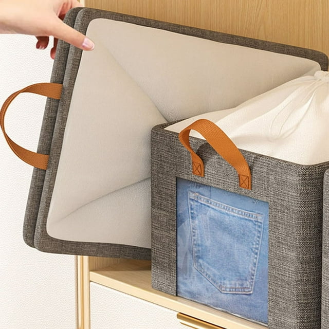 POINTERTECK Foldable Fabric Organizer Collapsible Fabric Storage Box for Clothes Quilts Blankets Toys