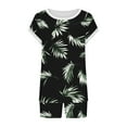 thumbnail image 4 of Two Piece Outfits for Women Summer Floral Printed Crew Neck Short Sleeve Tops and Shorts Set Sleep Loungewear (XL, Black 02), 4 of 5