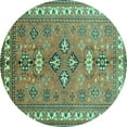 thumbnail image 1 of Ahgly Company Machine Washable Indoor Round Persian Turquoise Blue Traditional Area Rugs, 3' Round, 1 of 4