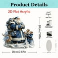 thumbnail image 3 of 1 Pack Blue Santa Claus Standee, Father Christmas with Kids Statue, 7.9 inch, 2D Acrylic Flat Tabletop Decor, Winter Holiday Desk Ornament, Creative Gift Figure, Blue, Acrylic, 3 of 6