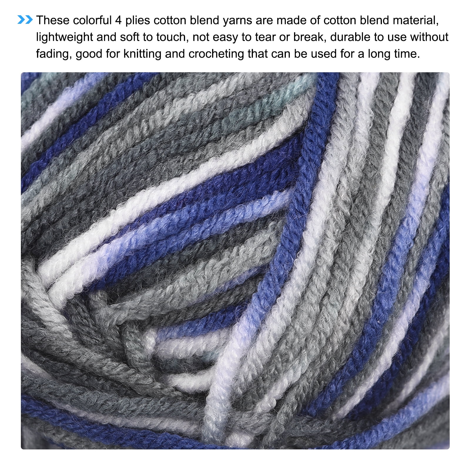 Uxcell 5 pack of 50g Cotton Blend Yarn Crochet Craft Yarns for Knitting, Blue Grey