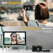 Digital Camera 4K Vlogging Camera for YouTube with 32G SD Card 180° 3Flip Screen 16X Autofocus 48MP Video Cameras