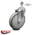 thumbnail image 2 of 6 Inch Gray Polyurethane Wheel Swivel ½ Inch Threaded Stem Caster SCC, 2 of 2