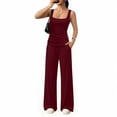 thumbnail image 5 of Idoravan Women’s Fashion Solid Color With Suspenders Top With Wide Leg Pants Two Piece Sets, 5 of 6