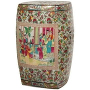 Angle View: Oriental Furniture 18" Rose Medallion Square Porcelain Garden Stool, decorative item, oriental design, any occasion, any room