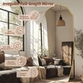 thumbnail image 7 of Antok Full Length Mirror 76" x 34" Large Floor Mirror Standing Mirror, Aluminum Wavy Frame, Wall Mounted or Leaning, Decorative for Living Room Bedroom Entryway, Gold, 7 of 7