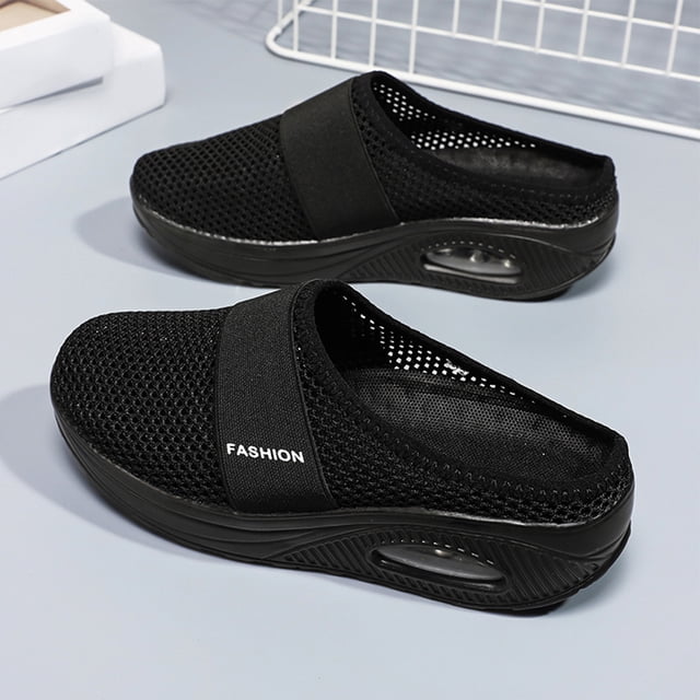Zapatos Mujeres Cojines de aire para caminar Mesh Gym Sneakers para deportes al aire libre (40) Negro