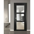 thumbnail image 6 of Solid Interior French Pre-Hung Door | Lucia 2555 Matte Black with Clear Glass | Single Regular Panel Frame Trims Handle | Bathroom Bedroom Sturdy Doors -32" x 80", 6 of 6