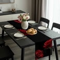 thumbnail image 2 of Red Rose Table Runner 120 Inches Long, Vintage Abstract Garden Flower Floral Black Kitchen Coffee Dining Table Decoration for Home Party Birthday Wedding Home Decor 13x120 Inches, 2 of 8