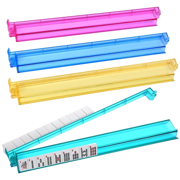 Mahjong Racks with Pushers, All-in-One Mahjong Tile Pushers and Racks 4-Piece Set American Mahjong Accessories, Multi Color