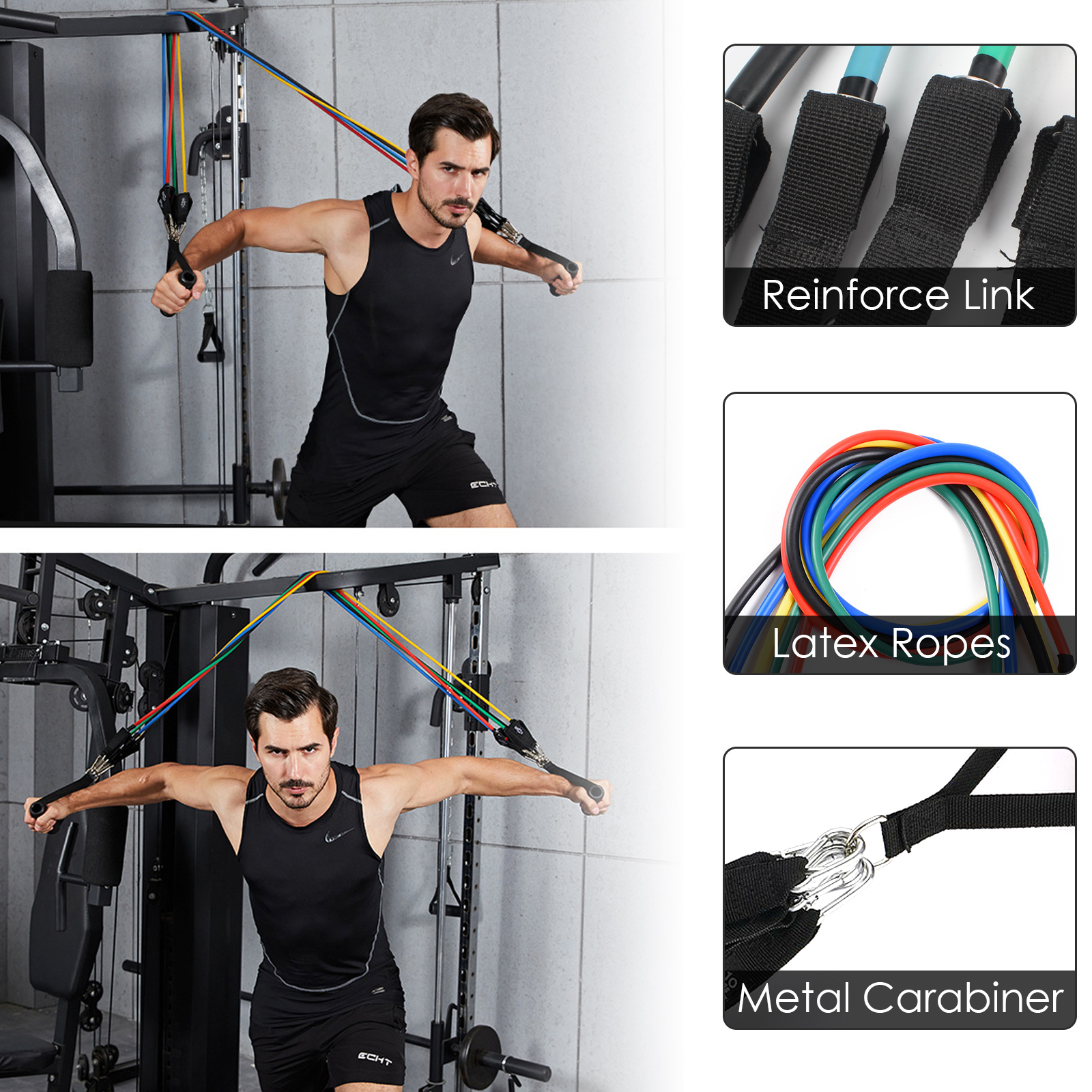 Pull Up Assist Bands Set With Handles & Door Anchor - 4 Heavy Duty Resistance Bands (65-260 Lbs) For Strength Training At Home