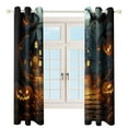 thumbnail image 3 of Halloween Scary Night Full Moon Curtains Watercolor Theme Window Curtains Grommet Blackout Drapes for Living Room Bedroom, 3 of 5