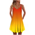 thumbnail image 1 of Gibobby Vestidos Casuales para Mujer Estampado de una línea Mini vestido Maxi V Cuello de mujer Gradiente Vestido de verano Tie-Dye Sin mangas Vestido d(Naranja,CH), 1 of 4