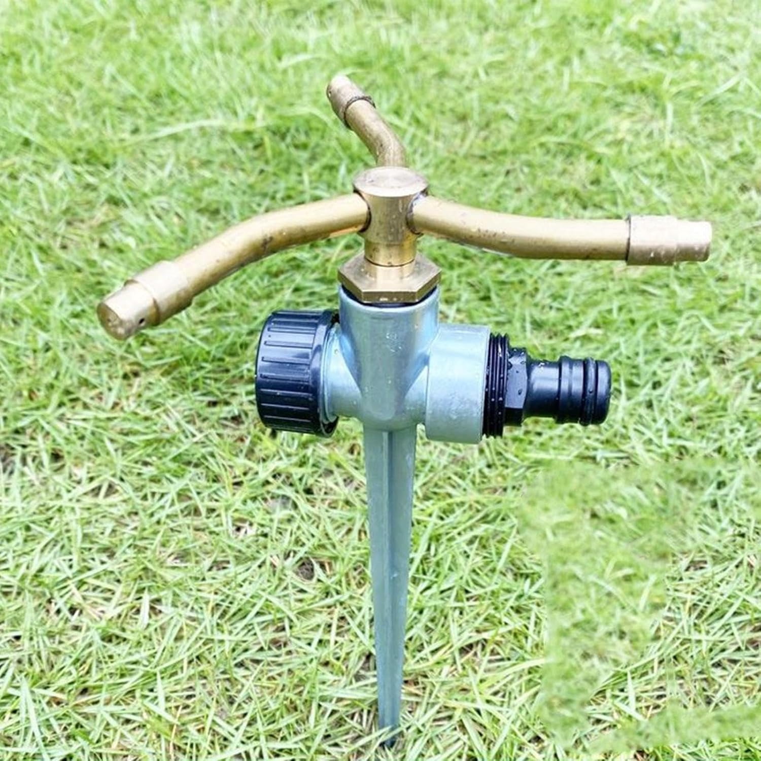 3 Arm Sprinkler Stake 360 Degree Automatic Rotary Sprayer with Spike Water Sprinkler 3 Arm Sprinkler Ground Stake Large Yard Area Watering for Efficient Garden Irrigation and Lawns Watering,2 Pack