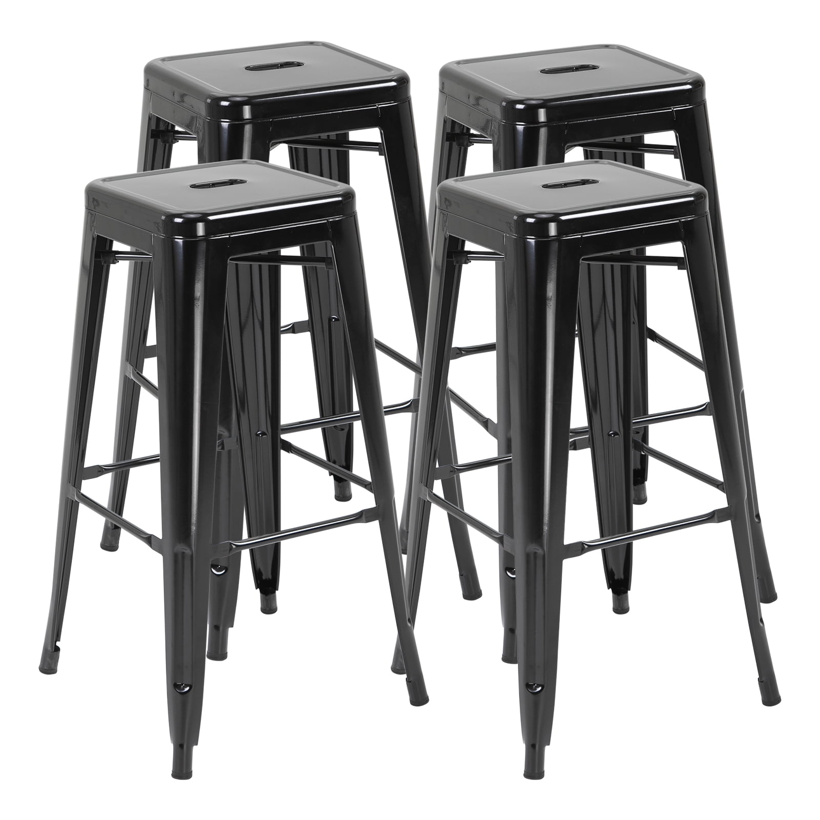 Set of 4 Barstools 30 Inch Industrial Counter Height Metal Bar