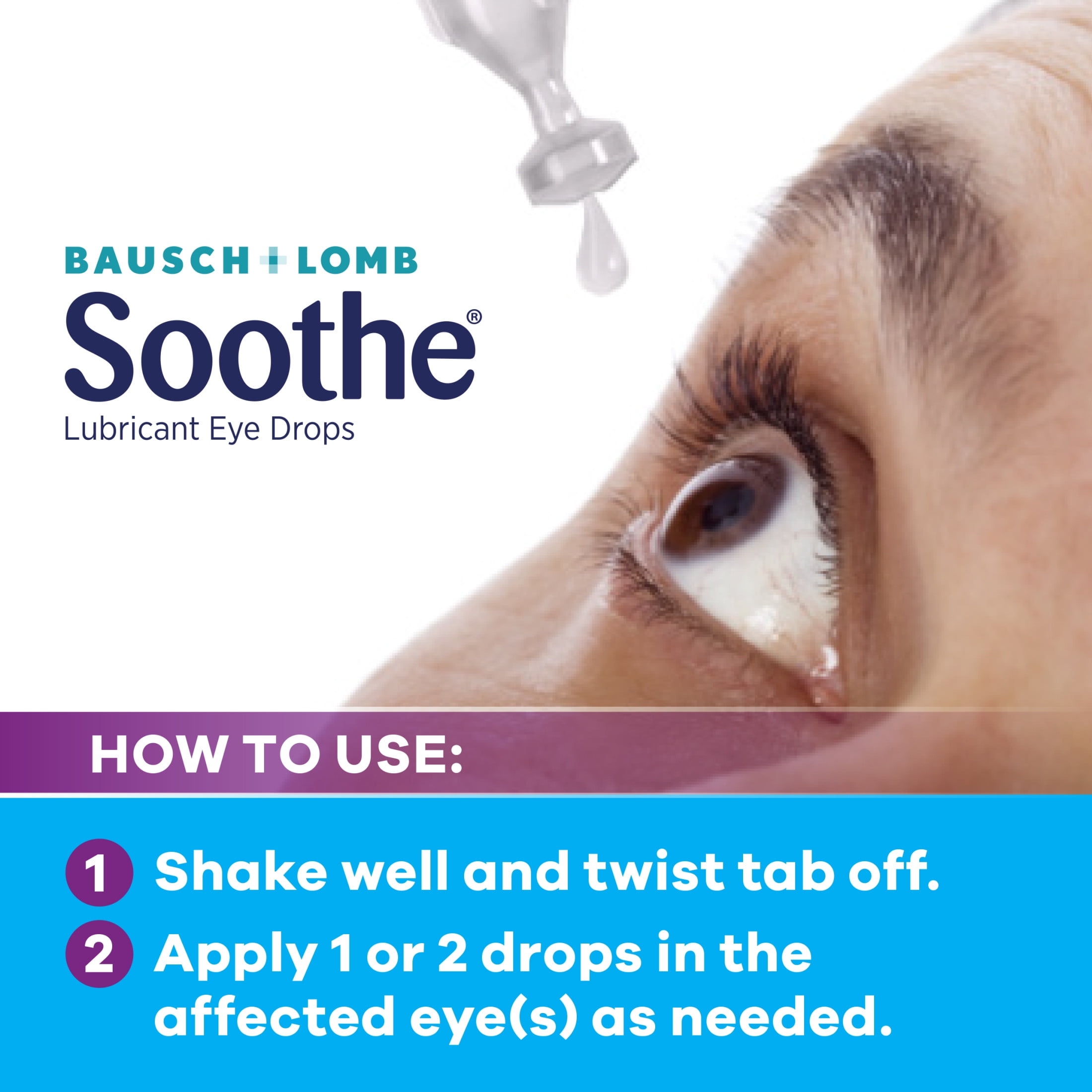 Soothe Lubricant Preservative Free Eye Drops for Dry Eye Irritation Relief, 0.02 fl oz, 30 Pack