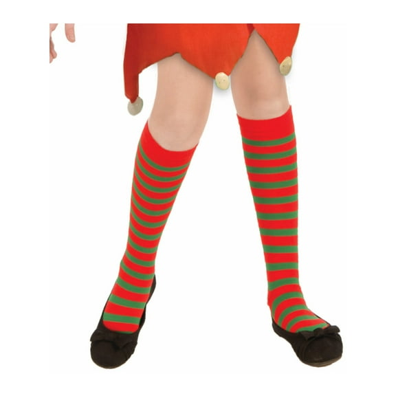 Forum Novelties Child's Christmas Candy Clown Red Green Striped Long Costume Socks