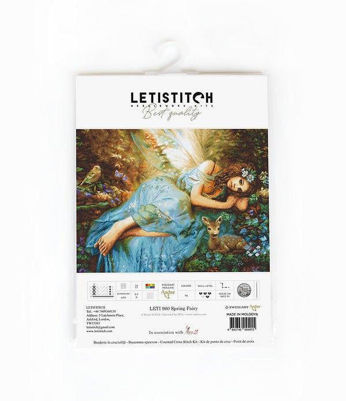 Counted Cross Stitch Kit Spring Fairy Leti960 By LetiStitch Needlework Blue Girl Canvas Cotton Flower